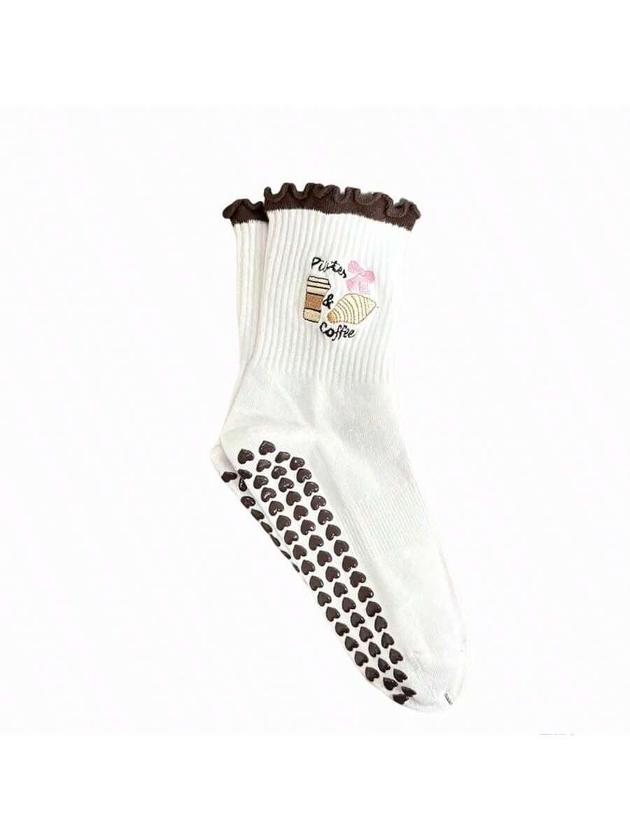 EU Size 36-43, 1 Pair/Women's Pilates Non-Slip Socks, Yoga Non-Slip Socks, Cute Ballet Non-Slip Sports Socks