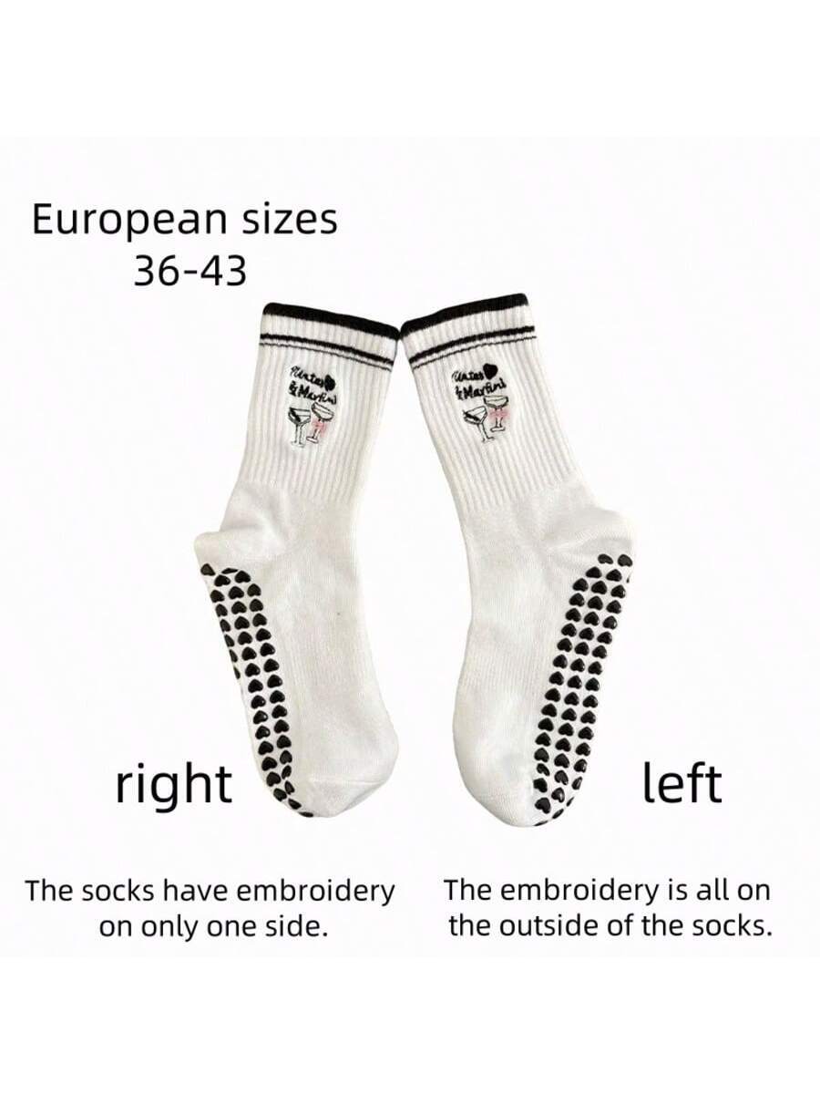 EU Size 36-43, 1 Pair/Women's Pilates Non-Slip Socks, Yoga Non-Slip Socks, Cute Ballet Non-Slip Sports Socks