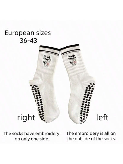 EU Size 36-43, 1 Pair/Women's Pilates Non-Slip Socks, Yoga Non-Slip Socks, Cute Ballet Non-Slip Sports Socks