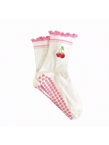 EU Size 36-43, 1 Pair/Women's Pilates Non-Slip Socks, Yoga Non-Slip Socks, Cute Ballet Non-Slip Sports Socks
