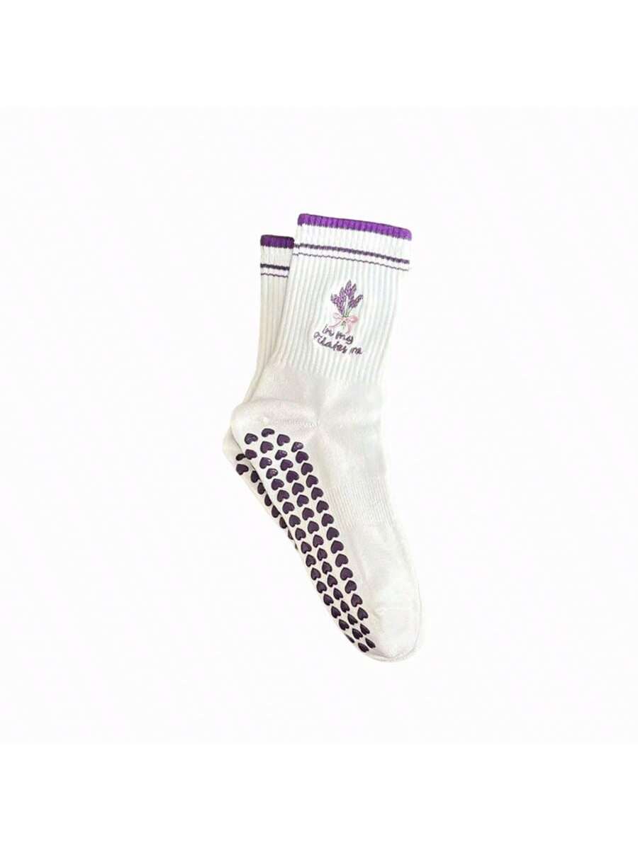 EU Size 36-43, 1 Pair/Women's Pilates Non-Slip Socks, Yoga Non-Slip Socks, Cute Ballet Non-Slip Sports Socks