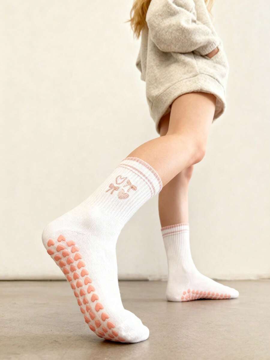 EU Size 36-43, 1 Pair/Women's Pilates Non-Slip Socks, Yoga Non-Slip Socks, Cute Ballet Non-Slip Sports Socks