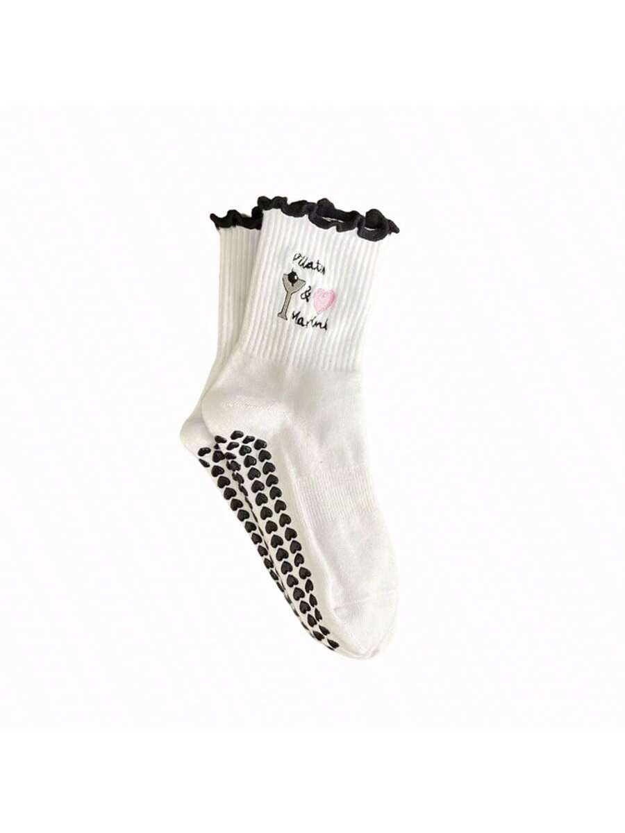 EU Size 36-43, 1 Pair/Women's Pilates Non-Slip Socks, Yoga Non-Slip Socks, Cute Ballet Non-Slip Sports Socks
