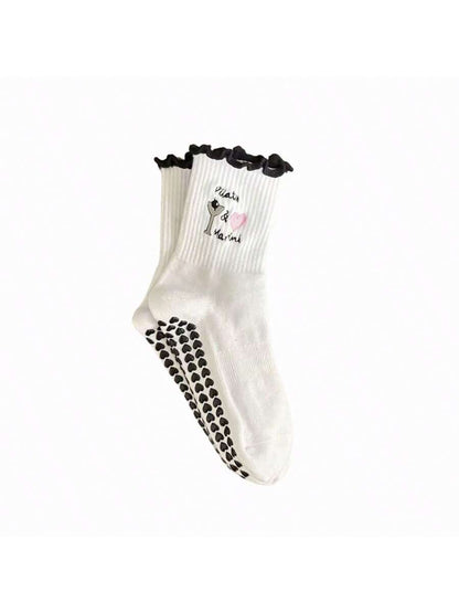 EU Size 36-43, 1 Pair/Women's Pilates Non-Slip Socks, Yoga Non-Slip Socks, Cute Ballet Non-Slip Sports Socks