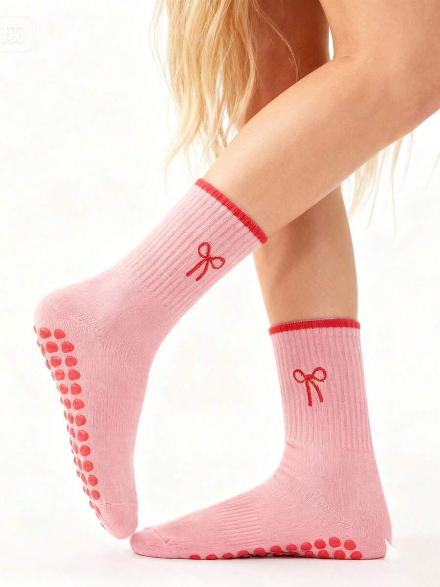 EU Size 36-43, 1 Pair/Women's Pilates Non-Slip Socks, Yoga Non-Slip Socks, Cute Ballet Non-Slip Sports Socks