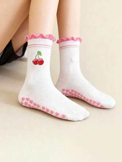 EU Size 36-43, 1 Pair/Women's Pilates Non-Slip Socks, Yoga Non-Slip Socks, Cute Ballet Non-Slip Sports Socks