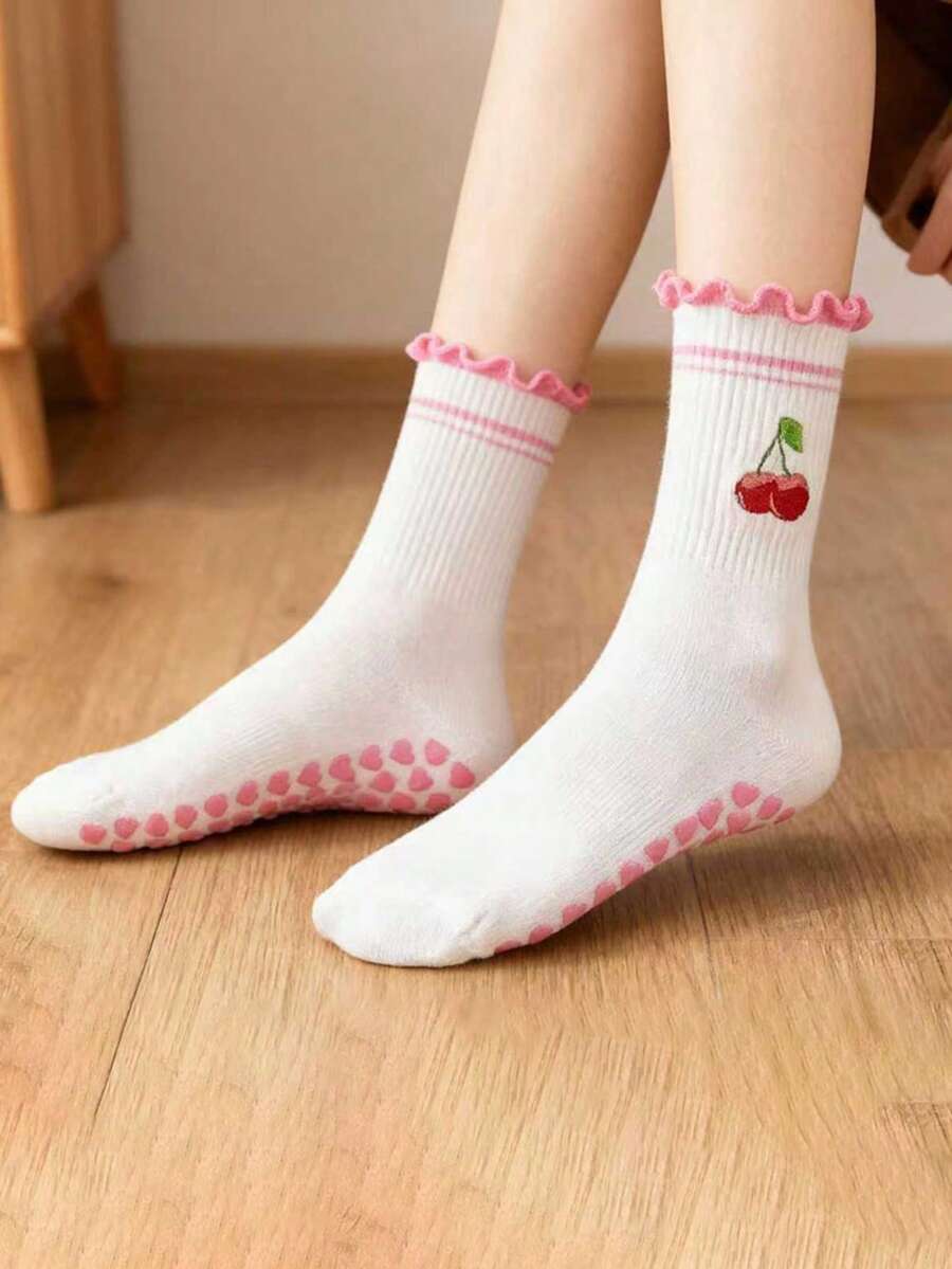 EU Size 36-43, 1 Pair/Women's Pilates Non-Slip Socks, Yoga Non-Slip Socks, Cute Ballet Non-Slip Sports Socks