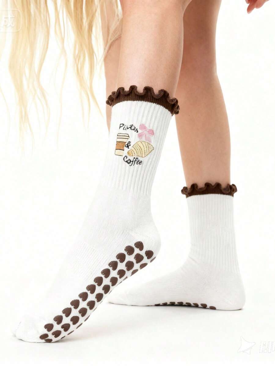 EU Size 36-43, 1 Pair/Women's Pilates Non-Slip Socks, Yoga Non-Slip Socks, Cute Ballet Non-Slip Sports Socks