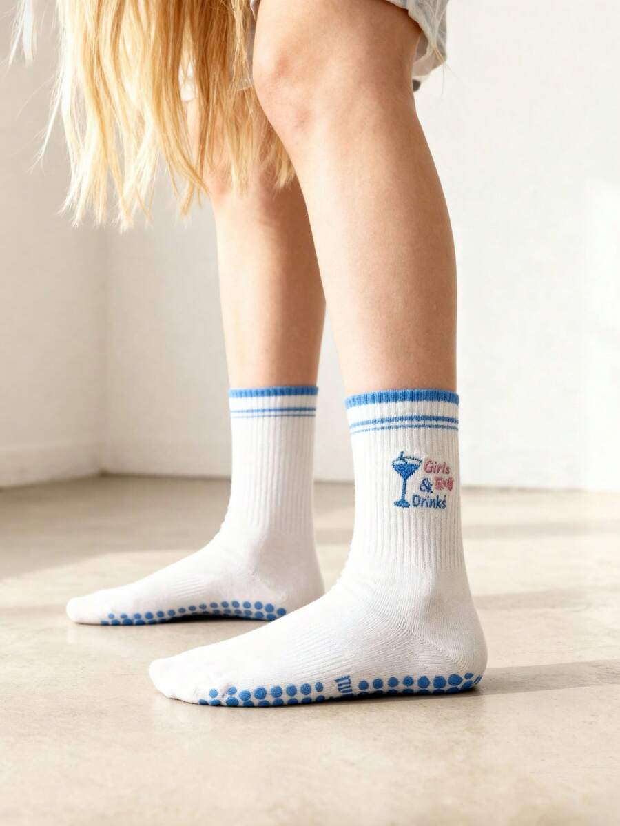 EU Size 36-43, 1 Pair/Women's Pilates Non-Slip Socks, Yoga Non-Slip Socks, Cute Ballet Non-Slip Sports Socks