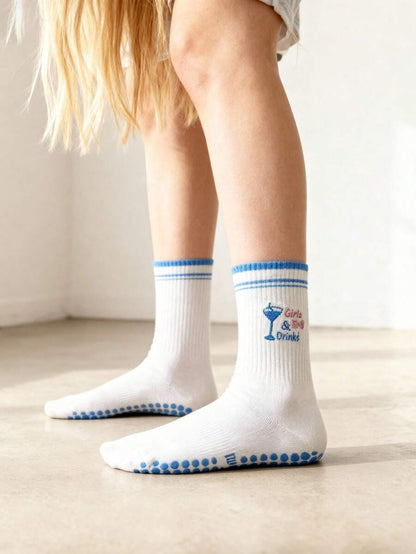 EU Size 36-43, 1 Pair/Women's Pilates Non-Slip Socks, Yoga Non-Slip Socks, Cute Ballet Non-Slip Sports Socks