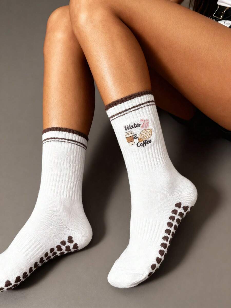 EU Size 36-43, 1 Pair/Women's Pilates Non-Slip Socks, Yoga Non-Slip Socks, Cute Ballet Non-Slip Sports Socks