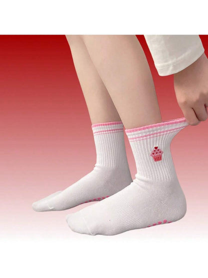 EU Size 36-43, 1 Pair/Women's Pilates Non-Slip Socks, Yoga Non-Slip Socks, Cute Ballet Non-Slip Sports Socks